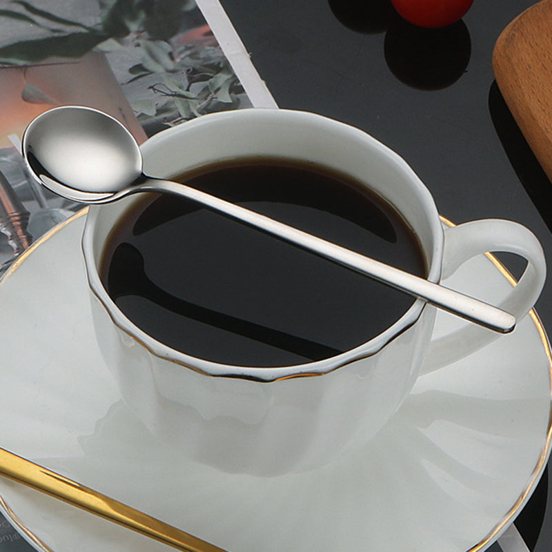 5Pcs Small Coffee Spoon Stainless Steel Round Dessert Spoon (BPA Free, No FDA Certificate) - Silver 5Pcs Small Coffee Spoon Stainless Steel Round Dessert Spoon (BPA Free, No FDA Certificate) - Silver